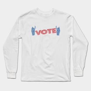 Blue Cats Warming Up To Red Vote Circle Design Long Sleeve T-Shirt